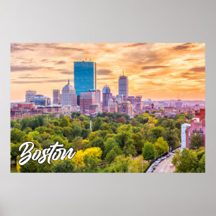 Póster Ciudad De Boston, Massachusetts, Estados Unidos