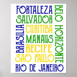 Póster Ciudad de Brasil nombra a Poster de bandera brasil
