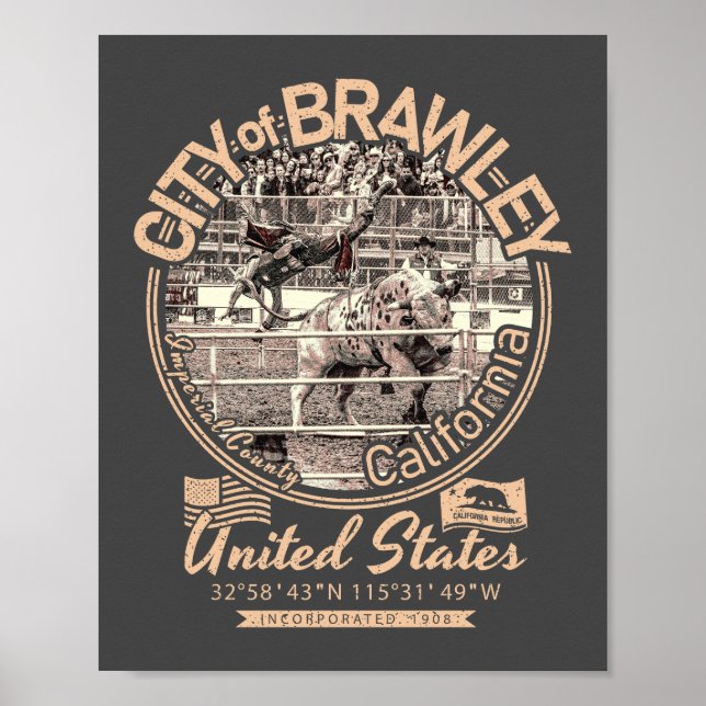 PÓSTER CIUDAD DE BRAWLEY CALIFORNIA - CATTLE CALL RODEO (Frente)