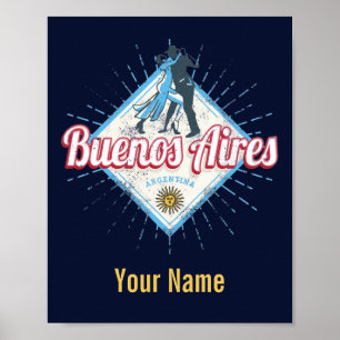 Póster Ciudad de Buenos Aires Argentina retro tango vinta