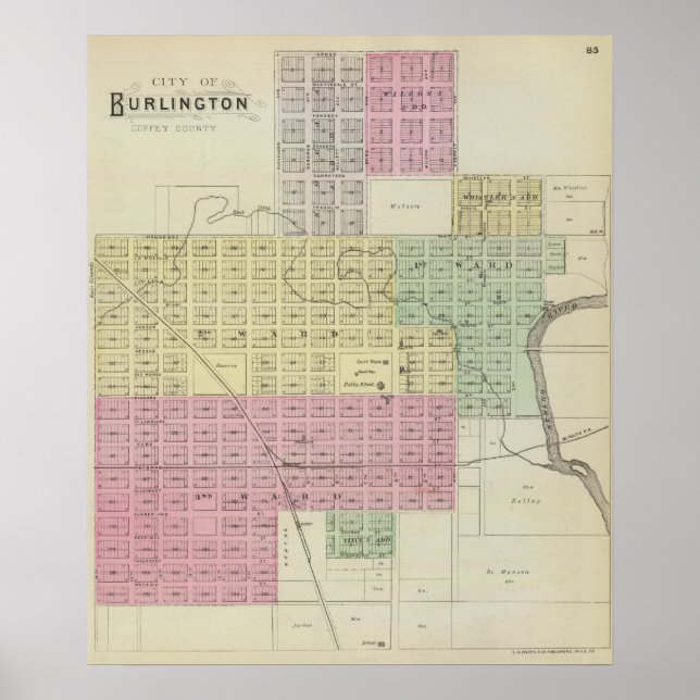 Póster Ciudad de Burlington, Condado de Coffee, Kansas (Frente)