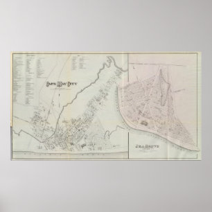 Póster Ciudad de Cape May y arboleda del mar, New Jersey