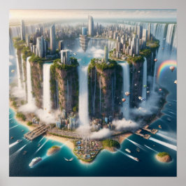 Póster Ciudad de cascada invertida