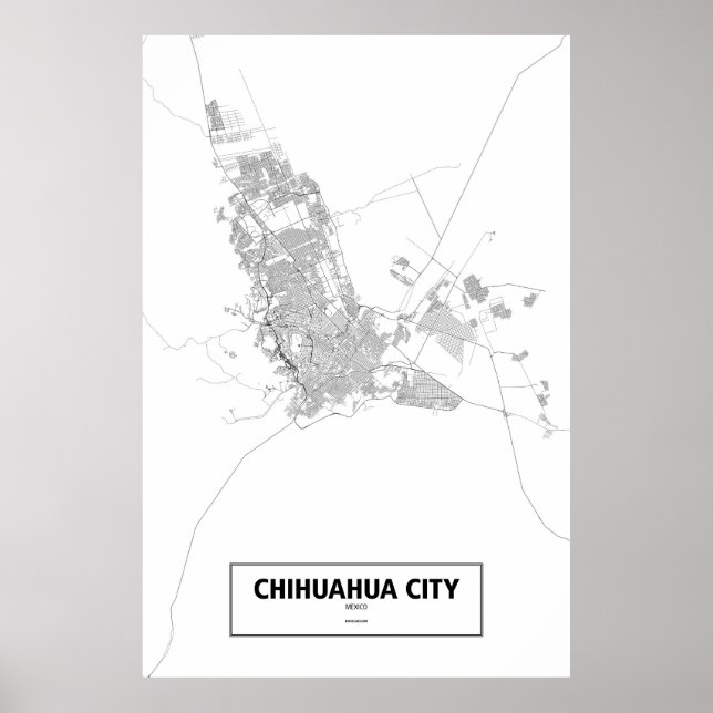 Póster Ciudad de Chihuahua, México (negro sobre blanco) (Frente)