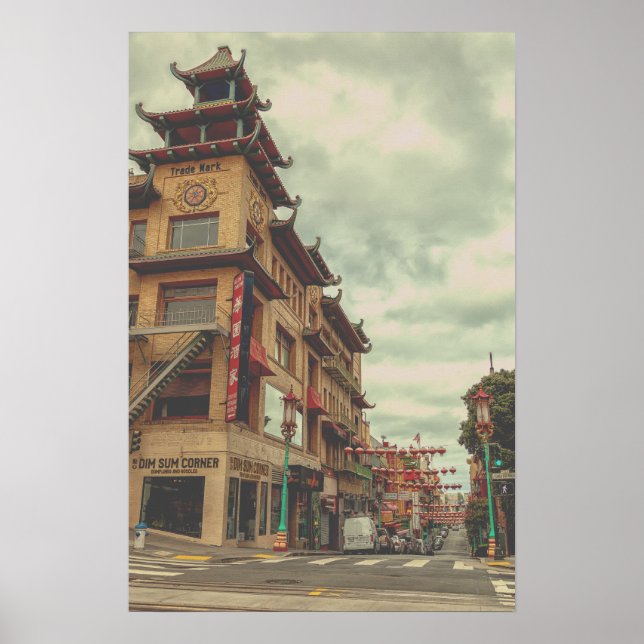 Póster Ciudad de China con arquitectura tradicional (Frente)