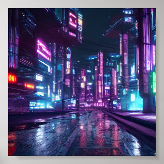 Póster Ciudad de ciberpaisaje