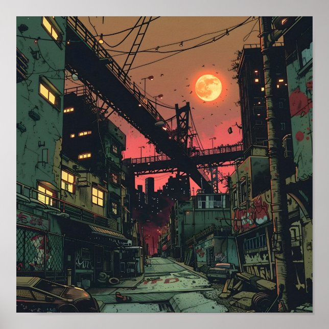 Póster Ciudad de cómics en ruinas (Frente)