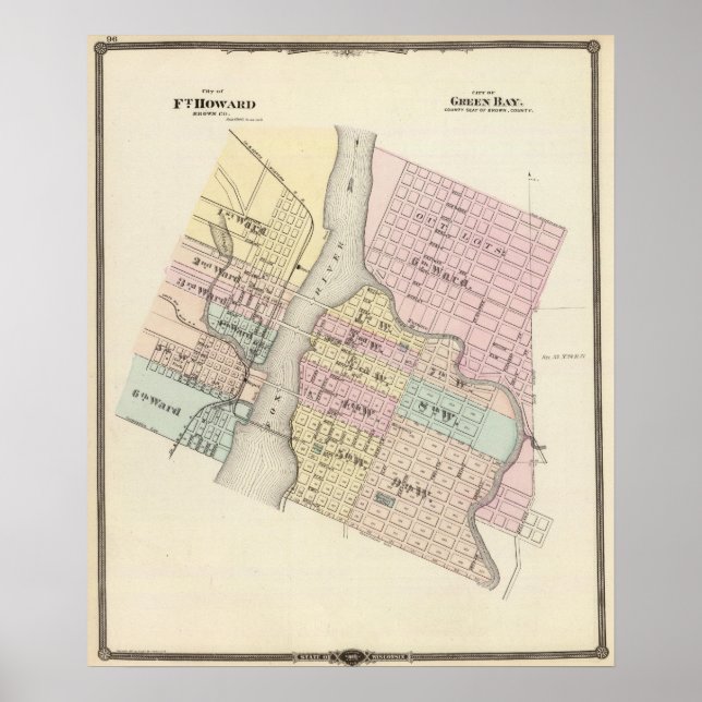 Póster Ciudad de Ft Howard, Ciudad de la Bahía Verde (Frente)