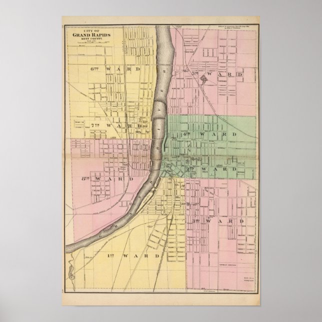 Póster Ciudad de Grand Rapids, condado de Kent (Frente)