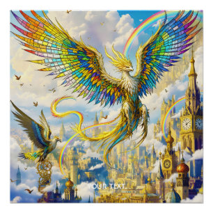 Póster Ciudad de Griffin Steampunk Lindo Fantasía