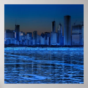 Póster Ciudad de hombros amplios y del lago Michigan