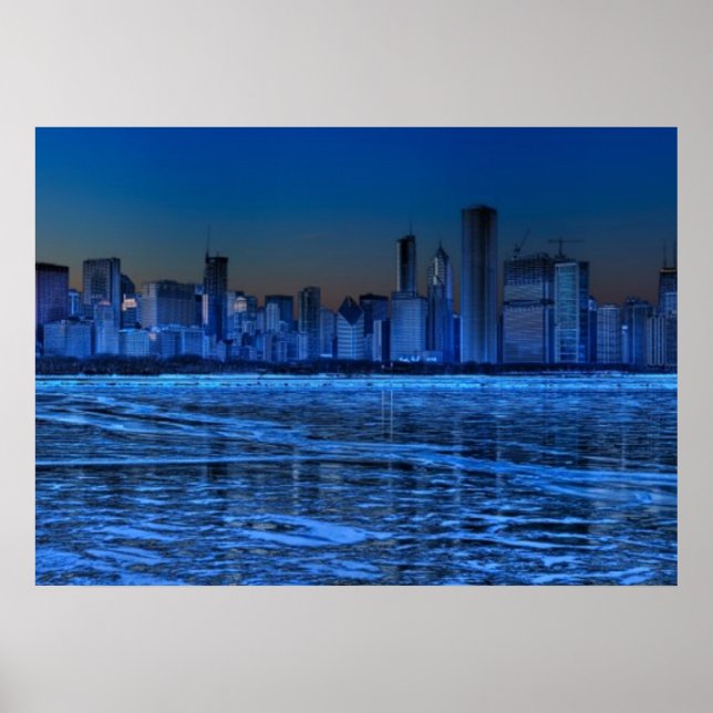 Póster Ciudad de hombros anchos y lago Michigan (Frente)