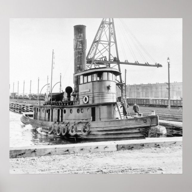 Póster Ciudad de Jersey Viejo: Tug Ferroviario (Frente)