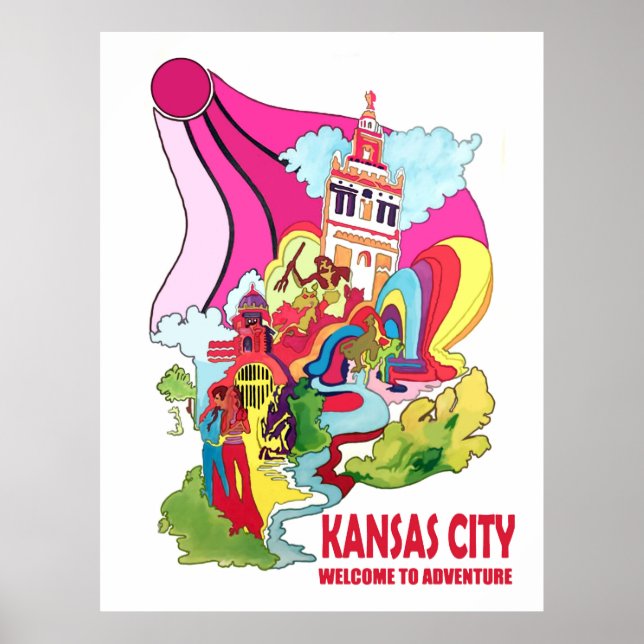 Póster Ciudad de Kansas, bienvenidos a la aventura hippy (Frente)