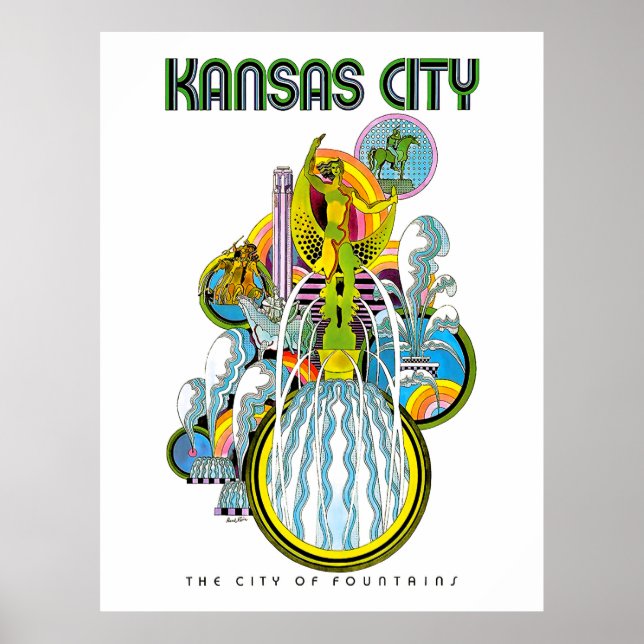 Póster Ciudad de Kansas, ciudad de fuentes, (Frente)