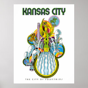 Póster Ciudad de Kansas, la ciudad de las fuentes,