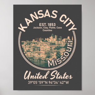 PÓSTER CIUDAD DE KANSAS - VINTAGE DE MISSOURI