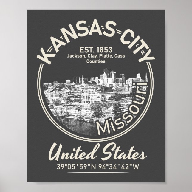 PÓSTER CIUDAD DE KANSAS - VINTAGE DE MISSOURI (Frente)