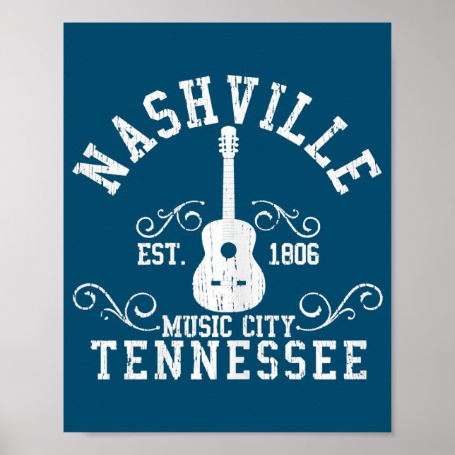 Póster Ciudad de la Música del País Nashville Guitar Tenn (Frente)