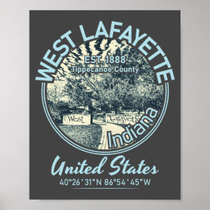 PÓSTER CIUDAD DE LAFAYETTE OCCIDENTAL - INDIANA VINTAGE