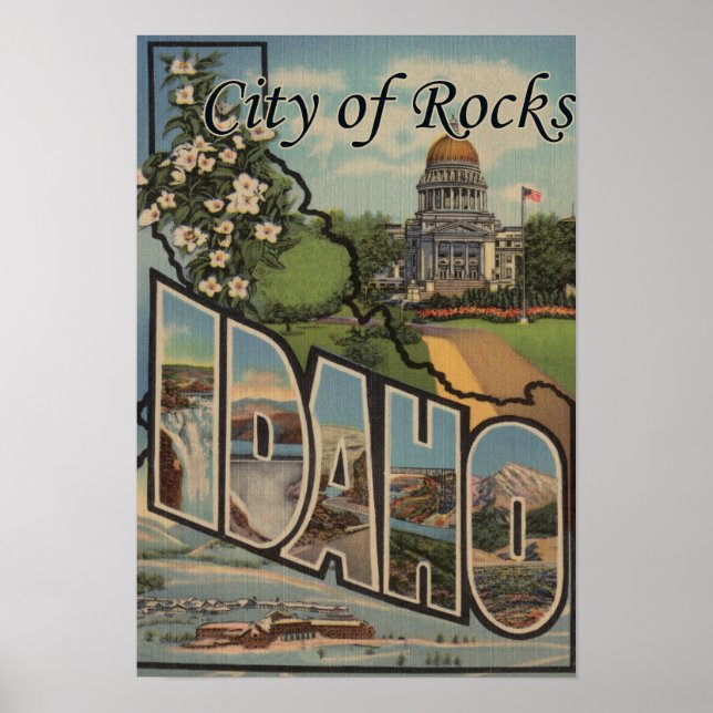Póster Ciudad de las Rocas, Idaho - Escenas de letras gra (Frente)