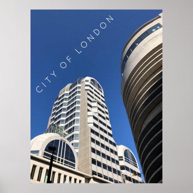 Póster Ciudad de Londres | Rascacielos en foto azul (Frente)