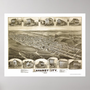 Póster Ciudad de Mahanoy, Mapa Panorámico de la Autoridad