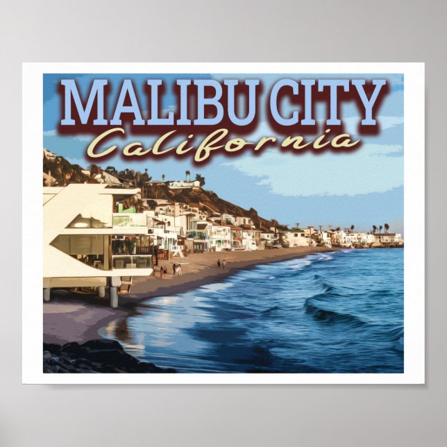 PÓSTER CIUDAD DE MALIBU - LOS ÁNGELES CALIFORNIA (Frente)