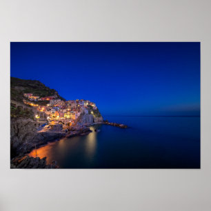 Póster Ciudad de Manarola en Cinque Terre por la noche