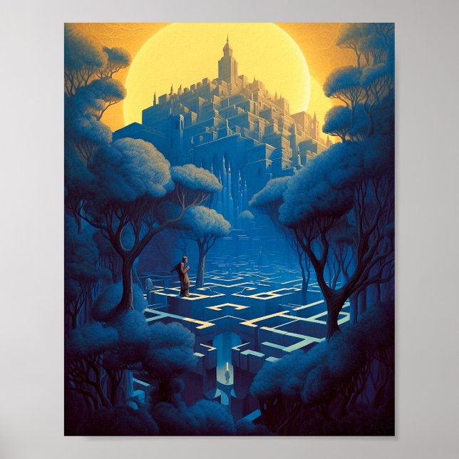 Póster Ciudad de Maze surrealista (Frente)