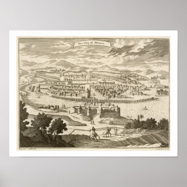 Póster Ciudad de México, 1723 (grabado) (Frente)