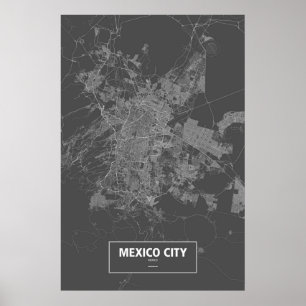 Póster Ciudad de México, México (blanco sobre negro)