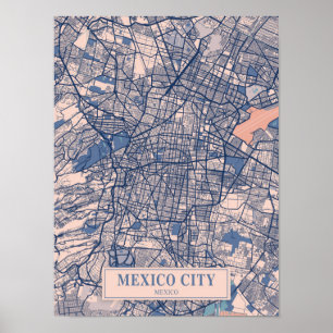 Póster Ciudad de México México Mapa de la Ciudad Ventosa 