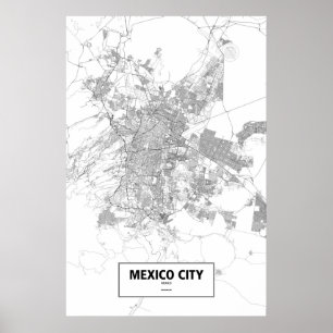 Póster Ciudad de México, México (negro sobre blanco)