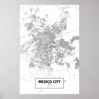 Póster Ciudad de México, México (negro sobre blanco)