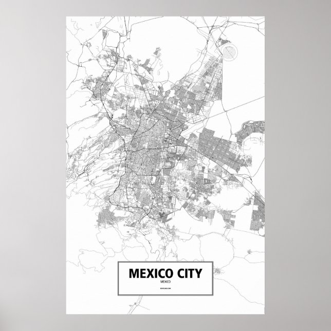 Póster Ciudad de México, México (negro sobre blanco) (Frente)