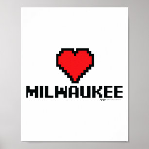Póster Ciudad de Milwaukee de 8 bits para jugadores