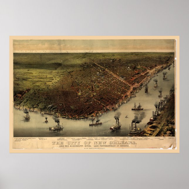 Póster Ciudad de Nueva Orleans (1885) (Frente)