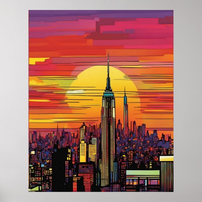 Póster Ciudad de Nueva York (arte pop) (Frente)