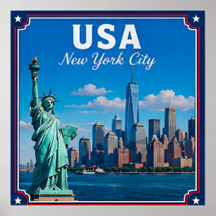 Póster 🗽 Ciudad de Nueva York EE. UU. Recuerdo de visita