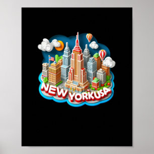 Póster Ciudad De Nueva York En Pegatina Estadounidense