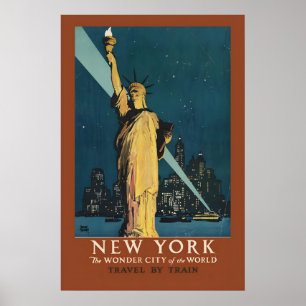 Póster Ciudad de Nueva York - Estatua de la Libertad Déca