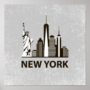 Póster Ciudad de Nueva York   Línea aérea de NYC
