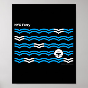 Póster Ciudad de Nueva York Nyc Ferry Waves Swea _1