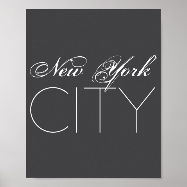 Póster Ciudad de Nueva York Texto Blanco Izable  (Frente)