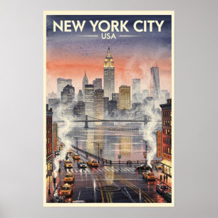 Póster Ciudad de Nueva York Viajes Vintage USA