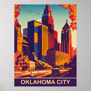 Póster Ciudad de Oklahoma en otoño, viajes