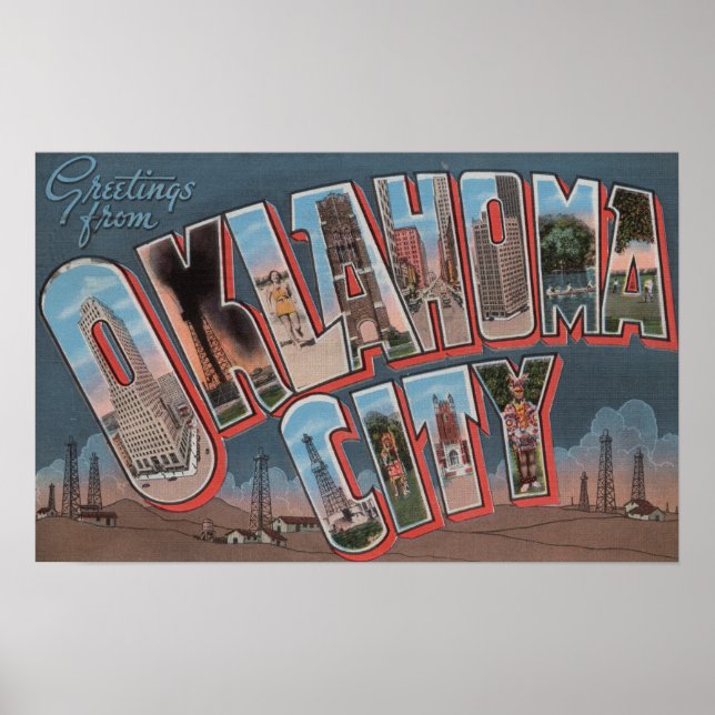 Póster Ciudad de Oklahoma, Oklahoma (Campos petrolíferos) (Frente)
