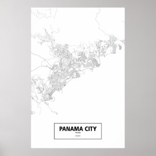 Póster Ciudad de Panamá, Panamá (negro en blanco)