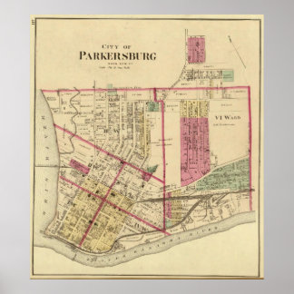 Póster Ciudad de Parkersburg, Virginia Occidental
